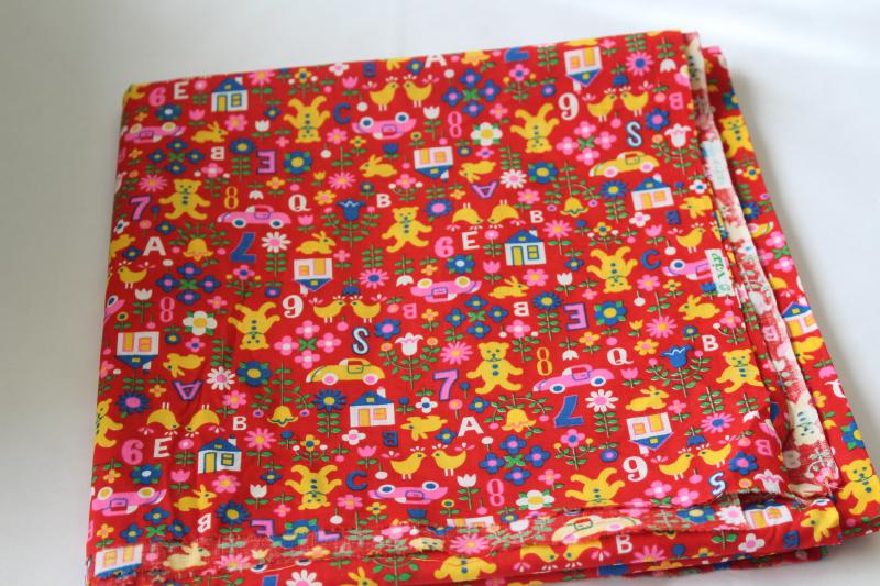 photo of vintage VIP print cotton fabric, children's toys & ABCs in bright colors #4