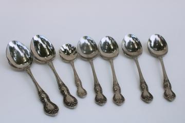 catalog photo of vintage Valhalla flatware, Easterling stainless Japan serving & soup spoons, shell sugar spoon 