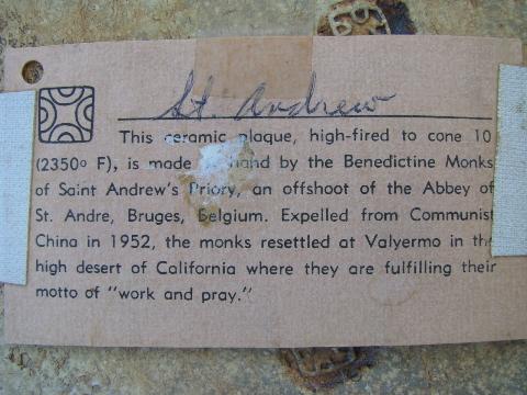 photo of vintage Valyermo pottery rustic St. Andrew made by Benedictine monks #2