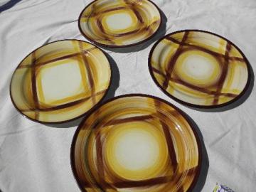 catalog photo of vintage VernonWare Organdie plaid plates, Vernon Kilns California pottery