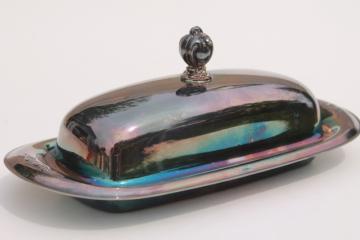 catalog photo of vintage Victorian Rose silver plate dome cover butter dish w/ glass liner tray