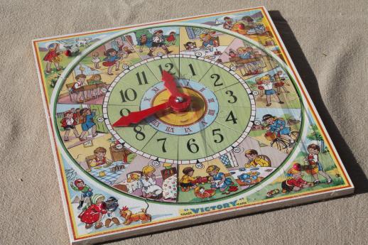 photo of vintage Victory wood jigsaw puzzle, teaching time clock children's jig-saw puzzle #4