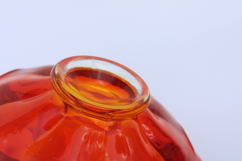 photo of vintage Viking art glass, amberina orange glass basket fruit bowl  #4