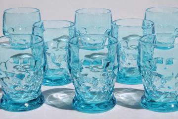 catalog photo of vintage Viking glass Georgian colonial blue aqua drinking glasses set of 8 tumblers