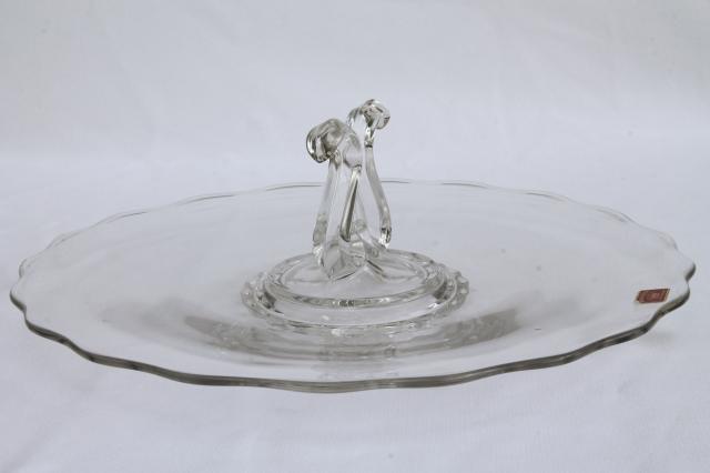 photo of vintage Viking glass Princess pattern cake plate or sandwich tray w/ center handle #5