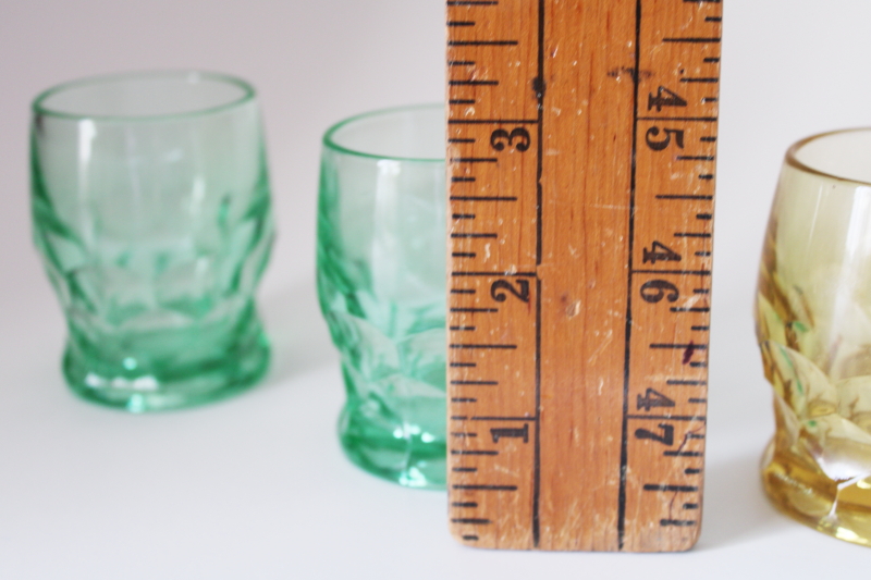 photo of vintage Viking glass whiskey glasses, Georgian shots in pale green, yellow amber #2