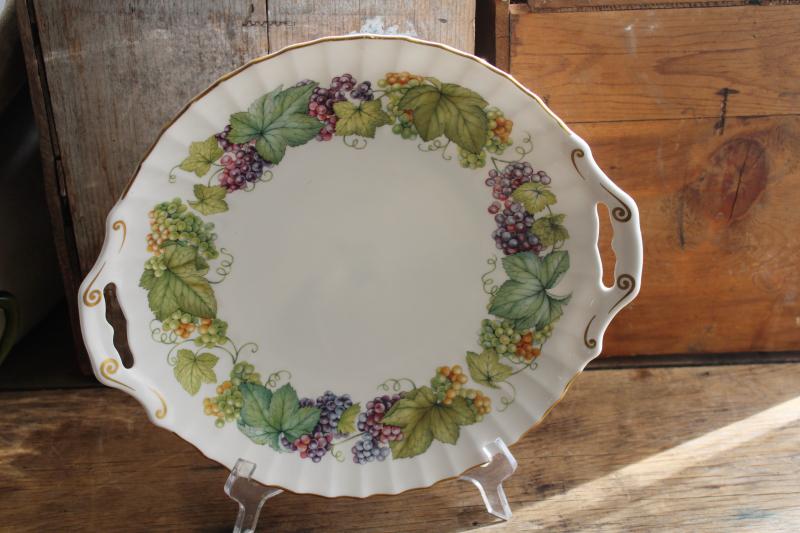 photo of vintage Vine Harvest grapes pattern Royal Worcester England bone china tray or serving plate #1