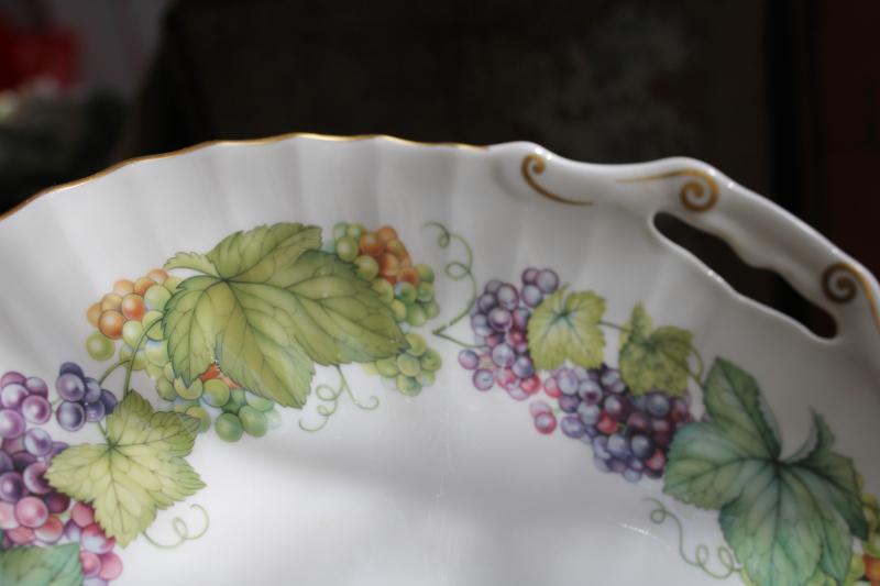 photo of vintage Vine Harvest grapes pattern Royal Worcester England bone china tray or serving plate #2