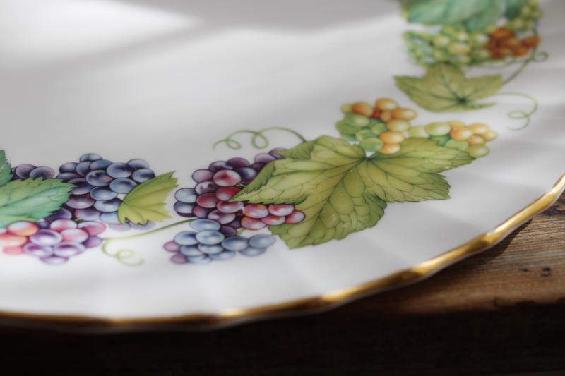 photo of vintage Vine Harvest grapes pattern Royal Worcester England bone china tray or serving plate #4