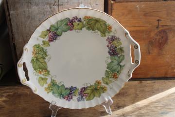 catalog photo of vintage Vine Harvest grapes pattern Royal Worcester England bone china tray or serving plate