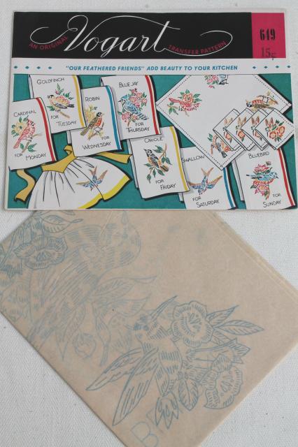 photo of vintage Vogart hot iron on transfers, pillowcases to embroider embroidery transfer lot #7