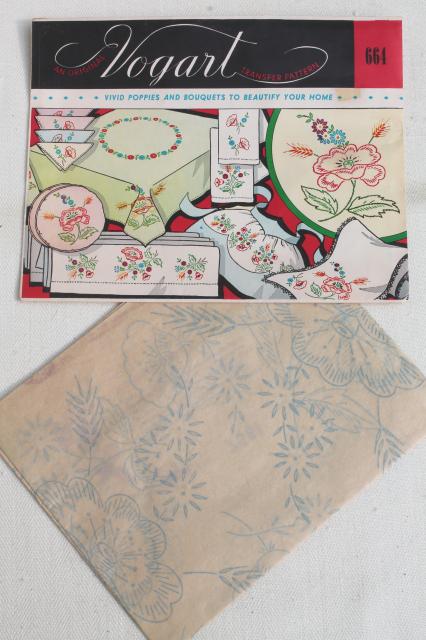 photo of vintage Vogart hot iron on transfers, pillowcases to embroider embroidery transfer lot #10