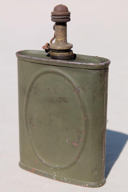 photo of vintage WWII army oil can for gun oiling maintenance soldiers backpack field kit #1