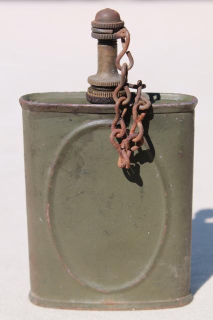 photo of vintage WWII army oil can for gun oiling maintenance soldiers backpack field kit #2