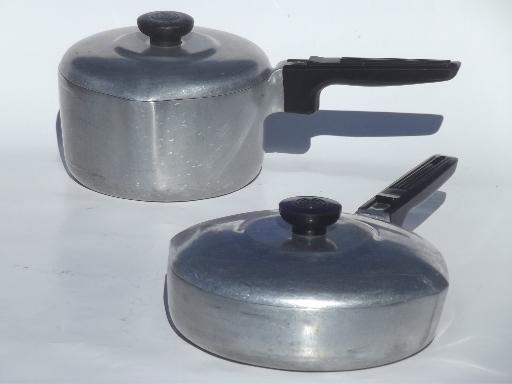 photo of vintage Wagner Ware Magnalite cast aluminum pots, pans, dutch oven, griddle  #11