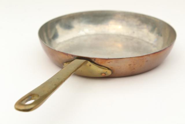 photo of vintage Waldow copper saute pan or saucepan, small saucier w/ copper handle #3