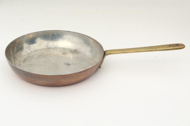 photo of vintage Waldow copper saute pan or saucepan, small saucier w/ copper handle #4