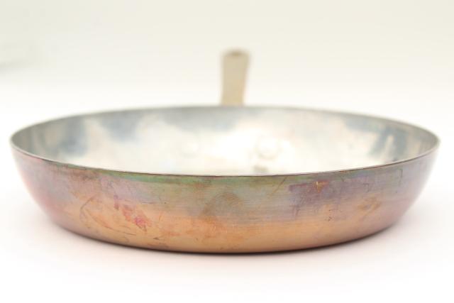 photo of vintage Waldow copper saute pan or saucepan, small saucier w/ copper handle #8
