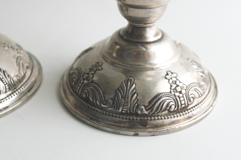 photo of vintage Wallace Stradivari sterling silver candle holders, pair of low candlesticks  #6