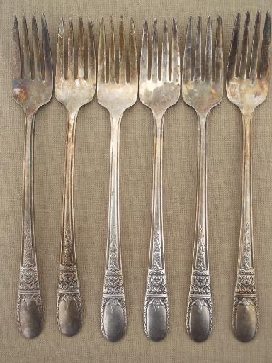 photo of vintage Wallace silver plate flatware, Sweetheart / Hollywood pattern #6