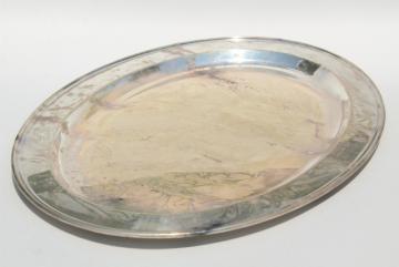 catalog photo of vintage Wallace silver plate, large oval waiters tray, old hotel silver