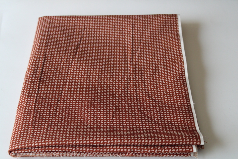 photo of vintage Wamsutta cotton fabric, tiny calico print rust brown w/ white prairie girl style #1