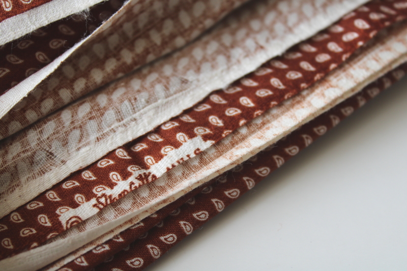 photo of vintage Wamsutta cotton fabric, tiny calico print rust brown w/ white prairie girl style #3