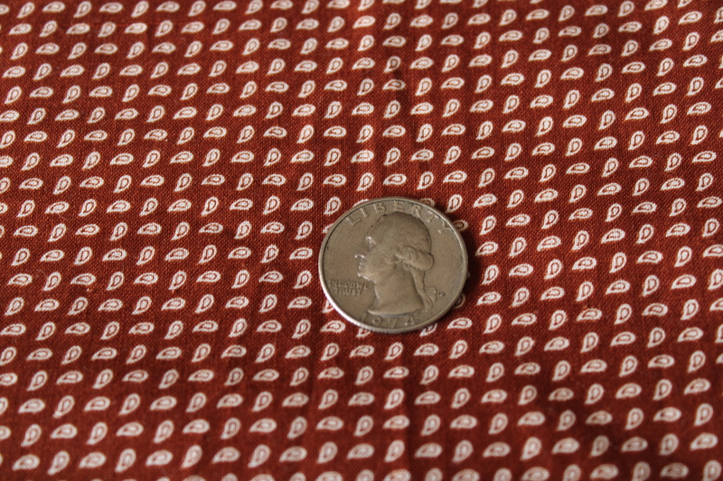 photo of vintage Wamsutta cotton fabric, tiny calico print rust brown w/ white prairie girl style #4