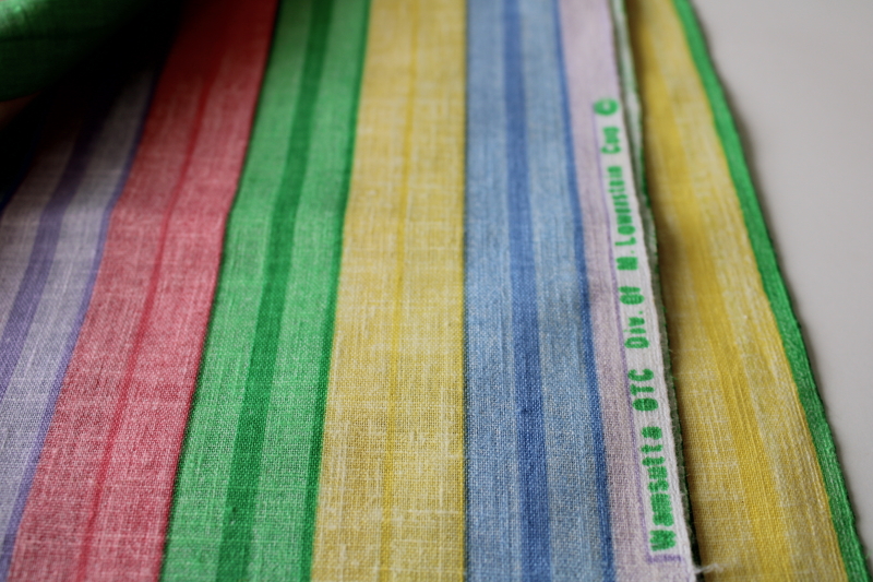 photo of vintage Wamsutta cotton fabric, wide stripes in candy colors, colorful print #2
