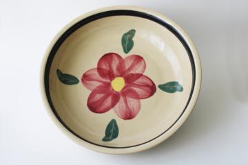 vintage Watt Oven Ware pottery, big spaghetti bowl Rio Rose red pansy flower