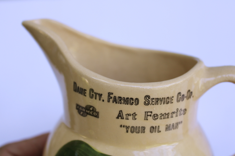 photo of vintage Watts ware pottery red apple pitcher Madison Wisconsin advertising Dane Co Farmco Art Femrite #2