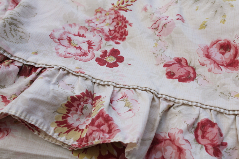 photo of vintage Waverly Garden Room Norfolk Rose floral print fitted & flat sheet, full size double bed set #2