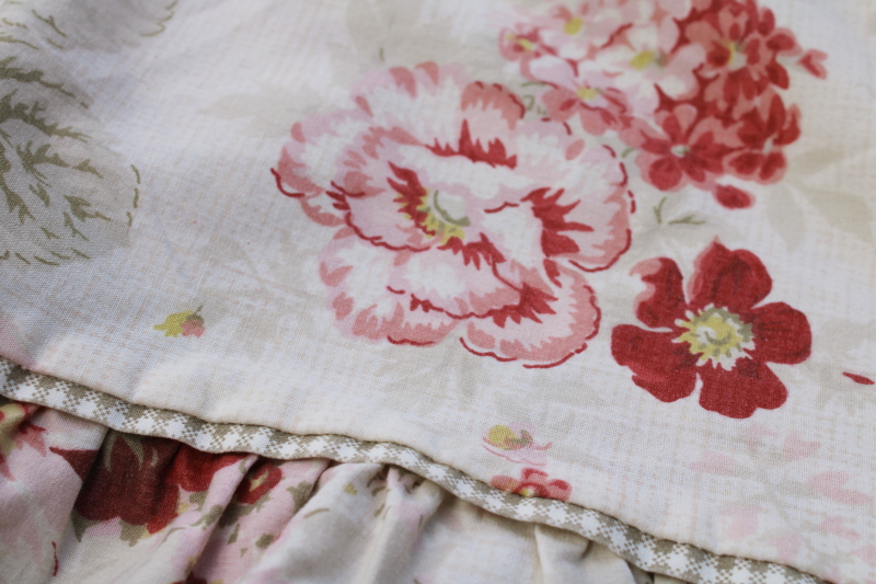 photo of vintage Waverly Garden Room Norfolk Rose floral print fitted & flat sheet, full size double bed set #3