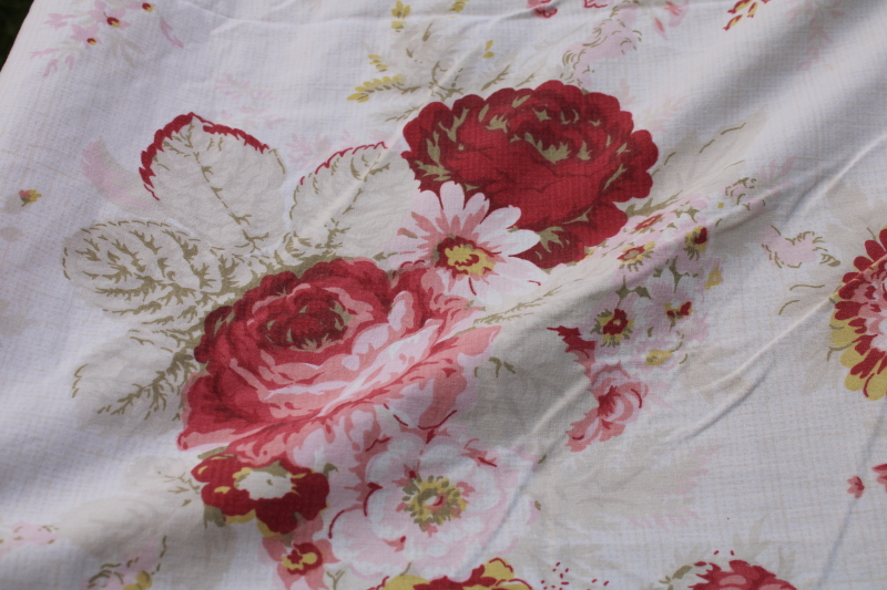 photo of vintage Waverly Garden Room Norfolk Rose floral print fitted & flat sheet, full size double bed set #4