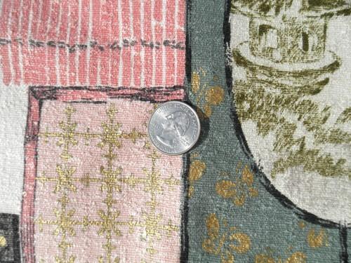 photo of vintage Waverly cotton barkcloth, Kyoto japanese print, pink & grey #2