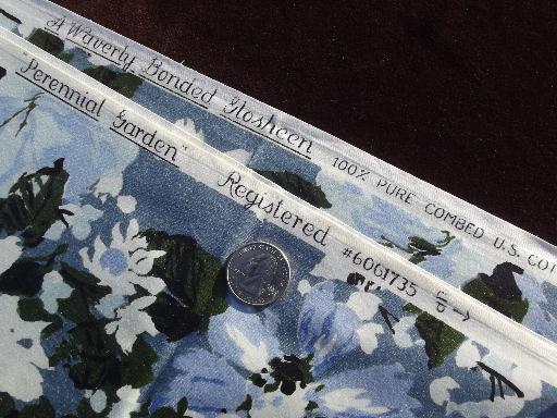 photo of vintage Waverly cotton chintz fabric, shades of blue floral print #2