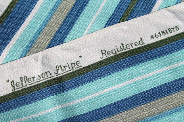 photo of vintage Waverly fabric, 10 yds heavy cotton w/ Jefferson stripe Williamburg blue colors #4