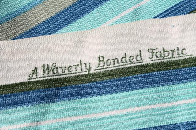 photo of vintage Waverly fabric, 10 yds heavy cotton w/ Jefferson stripe Williamburg blue colors #5