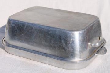 catalog photo of vintage Wear Ever aluminum 818 & 918 roaster & cover, large turkey roasting pan