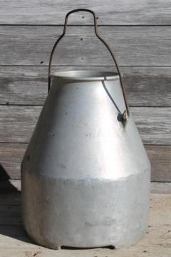 catalog photo of vintage Wear Ever aluminum milking machine kettle, large old dairy farm milk bucket