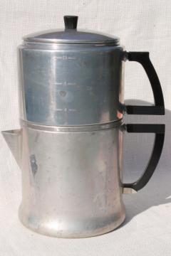 catalog photo of vintage WearEver aluminum stovetop dripolator coffeepot 12 cup coffee maker