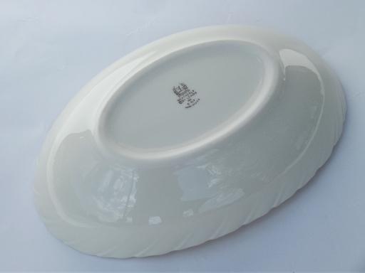 photo of vintage Weatherly Lenox china oval serving bowl, ivory w/ platinum trim #3