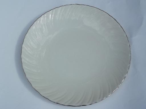 photo of vintage Weatherly Lenox china round platter, ivory w/ platinum trim #1