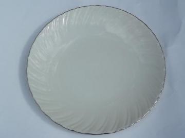 catalog photo of vintage Weatherly Lenox china round platter, ivory w/ platinum trim