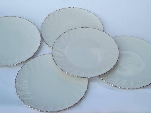 photo of vintage Weatherly Lenox platinum trim china, lot of 5 dinner plates #1