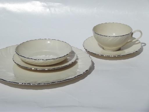 photo of vintage Weatherly platinum trim Lenox china, perfect never used set for 4 #2