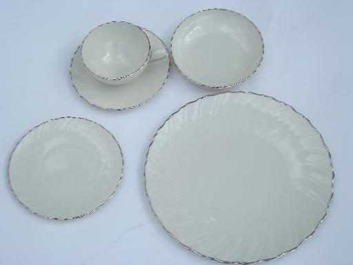 photo of vintage Weatherly platinum trim Lenox china, perfect never used set for 4 #3