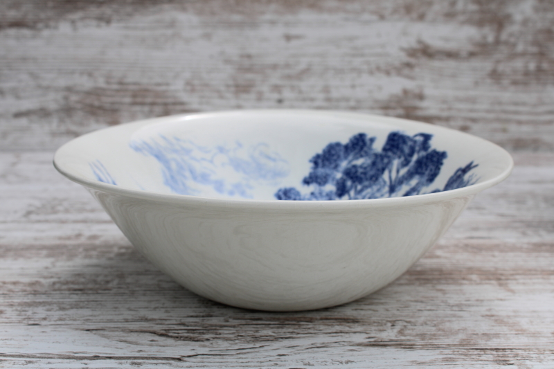 photo of vintage Wedgwood Countryside blue & white toile print serving dish, round vegetable bowl  #4