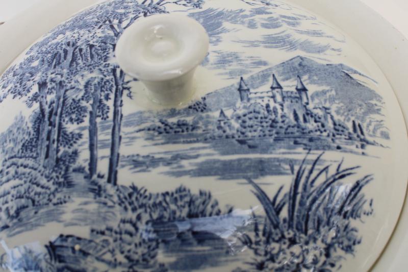 photo of vintage Wedgwood Countryside blue & white china covered bowl, serving dish w/ lid #3