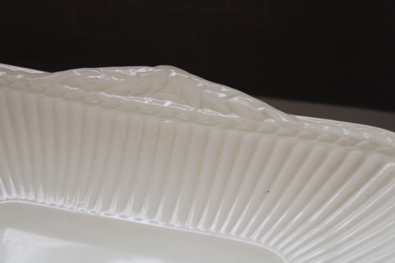 photo of vintage Wedgwood Edme china square tray or cake plate, creamware style fluted rib pattern #4